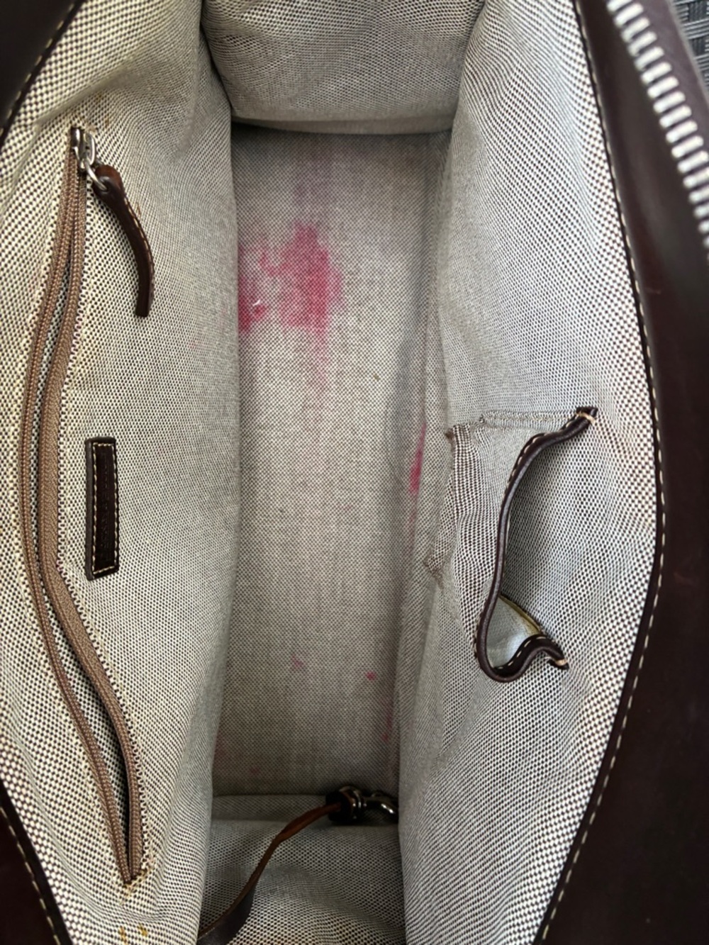 Dooney & Bourke Brown and Tan Signature Double-Pocket Satchel - Picture 11 of 16